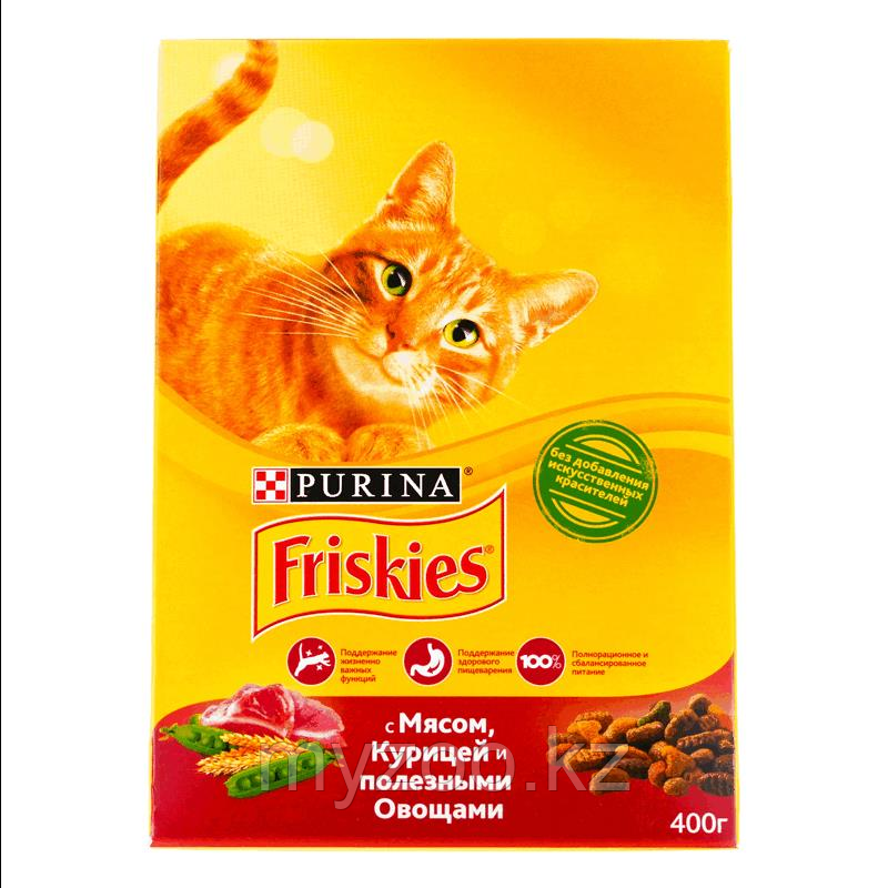 Friskies, Фрискис сухой корм для кошек, курица, овощи, уп.400гр.