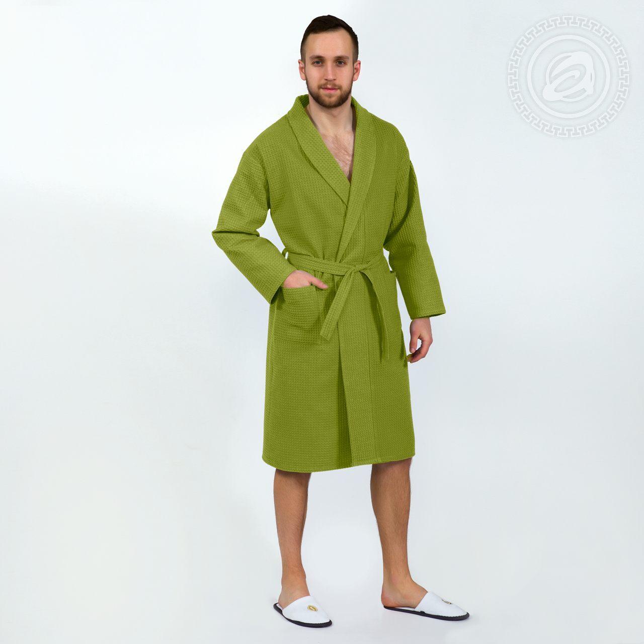 HOMY Халат банный мужской с капюшоном, фисташковый , размер 2XL/3XL