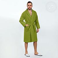 DOMTEKC Халат банный мужской с капюшоном, фисташковый , размер 2XL/3XL