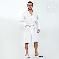 DOMTEKC Халат банный мужской с капюшоном, белый , размер L/XL