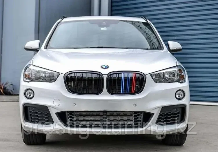Решетка радиатора на BMW X1 (F48) 2015-19 тюнинг ноздри дизайн M (Черный цвет+ M Color) - фото 7 - id-p100502385