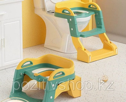 Детское сиденье для унитаза и горшок 2 в 1 зеленый - фото 1 - id-p100502893