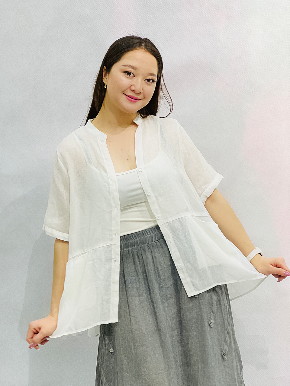 Женская блузка Angel / Размер: Free size. Цвет: Белый. Состав: Лен.