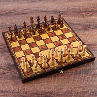 Настольная игра 3 в 1 "Классическая": шахматы, шашки, нарды (доска НАТУРАЛЬНОЕ ДЕРЕВО 40х40 см) микс