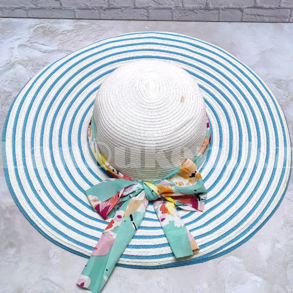 Шляпа летняя пляжная с широкими полями голубая - фото 5 - id-p100517777