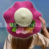 Шляпа летняя пляжная с волнистыми полями розовая