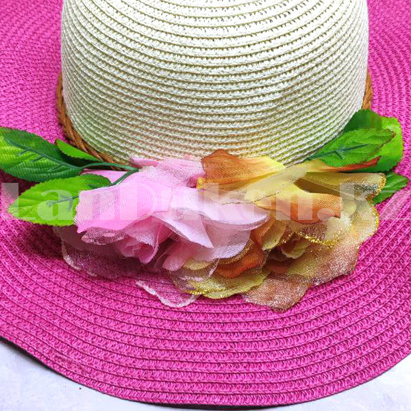 Шляпа летняя пляжная с волнистыми полями розовая - фото 8 - id-p100519293