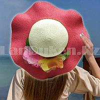 Шляпа летняя пляжная с волнистыми полями красная