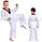 Форма для тхэквондо добок World Taekwondo  белая с красно-черным воротником 130, фото 5