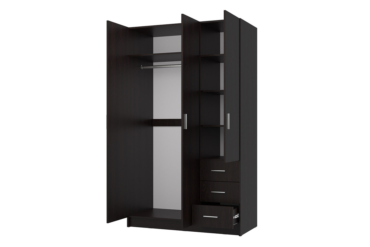 Шкаф для одежды 3-дверный Лофт, венге 120х202х57,5 см - фото 3 - id-p100523300