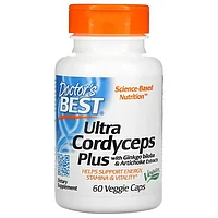 Doctor's Best, Ultra Cordyceps Plus, кордицепс с добавлением экстрактов гинкго билоба и артишока, 60 вегетариа
