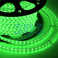 Лента светодиодная 220В, SMD2835, 4,8Вт/м, 60 LED/м, зеленый, 10х7мм, без установочного набора, IP67