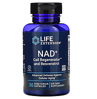 Life Extension, NAD+ Cell Regenerator, ресвератрол қосылған, 30 вегетариандық капсула