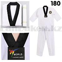 Форма для тхэквондо добок World Taekwondo белая с красно-черным воротником 180