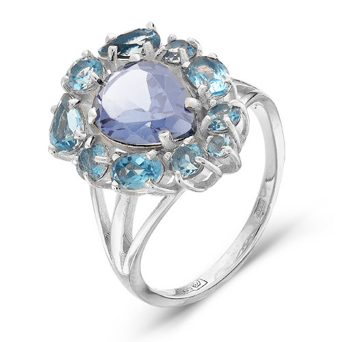 Серебряное кольцо с фианитом цветным Teosa 100-969-TS-T покрыто  родием