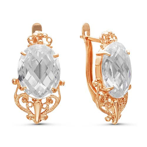 Серьги из серебра с фианитом Красная Пресня 3388451 позолота,с английским замком
