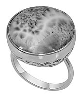 Серебряное кольцо с кварцем розовым и нефритом Невский 13590Р покрыто родием