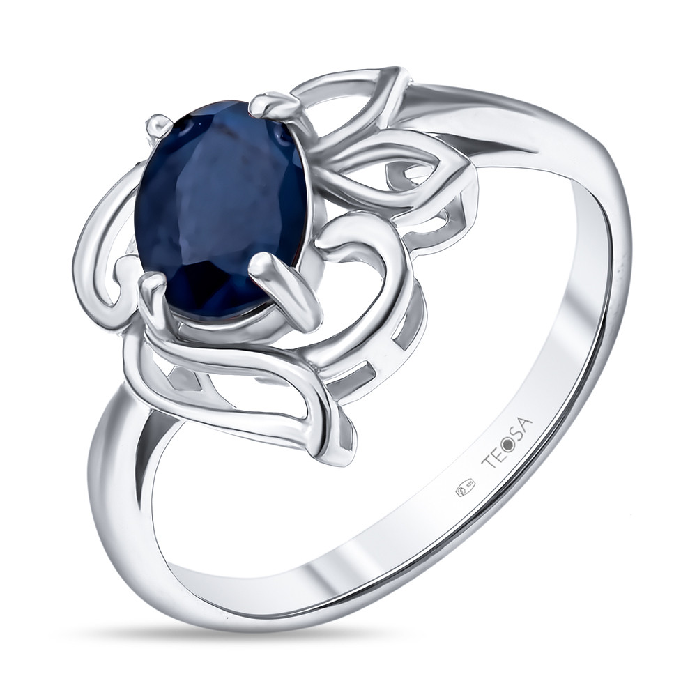 Серебряное кольцо с сапфиром нат. (u) Teosa R-DRGR00798-SP покрыто родием
