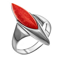 Серебряное кольцо с кораллом и кораллом синт. Darvin 920081313aa покрыто родием