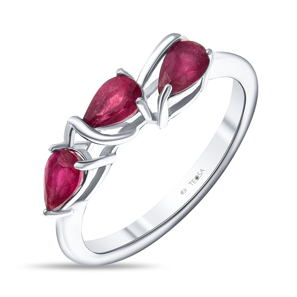 Серебряное кольцо с рубином нат. (h) Teosa R-DRGR00864-RB покрыто  родием
