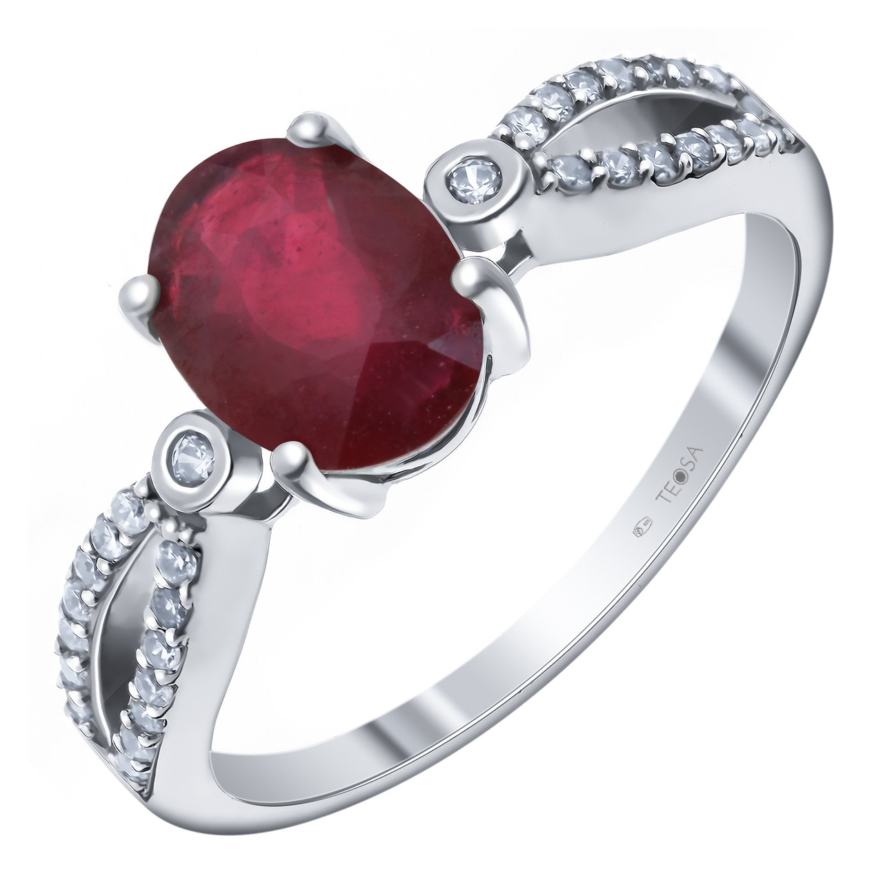 Серебряное кольцо с рубином Teosa R-DRGR00749-RB покрыто родием