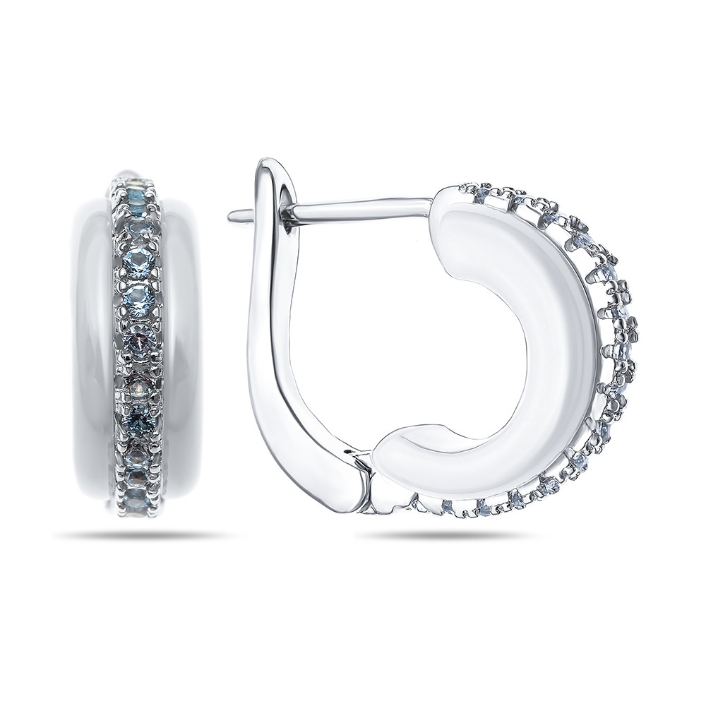 Серебряные серьги с керамикой Teosa ZCE-2168-W-TC покрыто родием,с английским замком