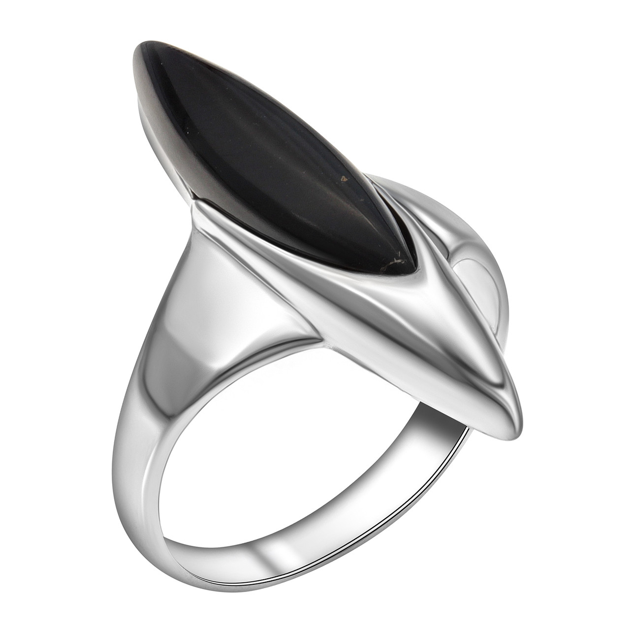 Серебряное кольцо с агатом чёрным  920LB1313aa покрыто  родием