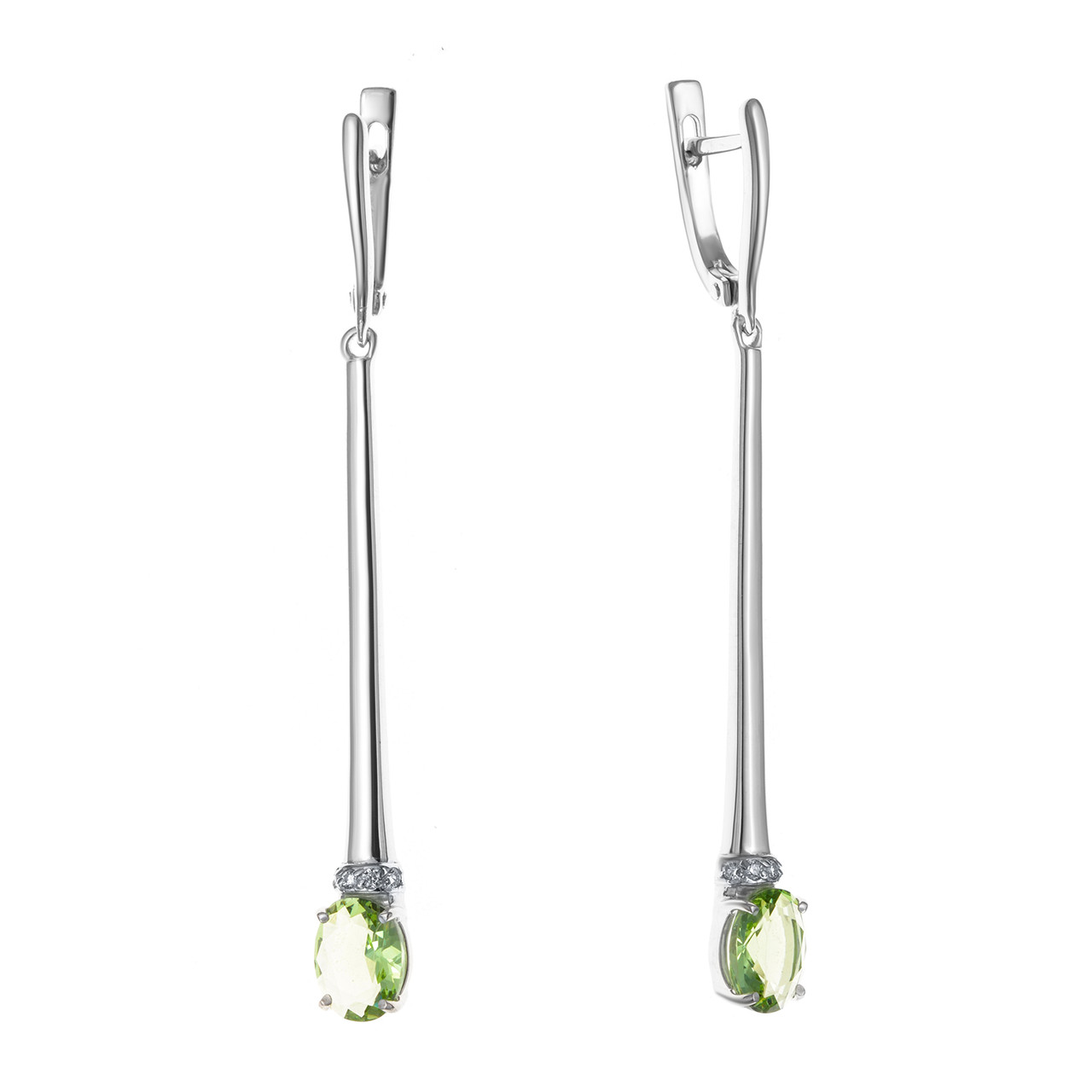 Серьги из серебра с фианитом синт. и фианитом TEOSA 2000-0455-gam покрыто родием,с английским замком