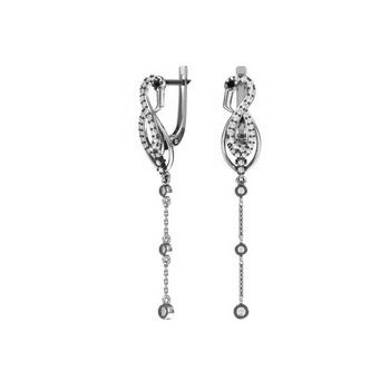 Серьги из серебра с фианитом Pokrovsky 2120844-00355 покрыто родием,с английским замком