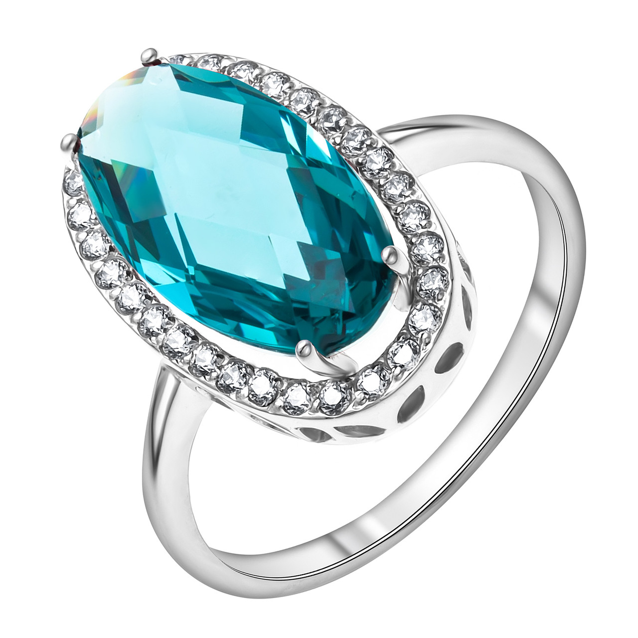 Серебряное кольцо с фианитом TEOSA 100-703-TL покрыто родием