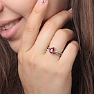 Кольцо из серебра с рубином нат. (h) и рубином Teosa R-DRGR00755-RB покрыто  родием, фото 3