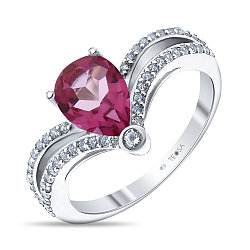 Кольцо из серебра с топазом розовым и фианитом Teosa покрыто  родием,  R-DRGR00745-TP размеры - 16 16,5 17
