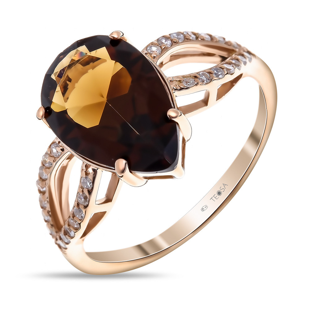 Кольцо из серебра с фианитом Teosa 100-979-MQ позолота