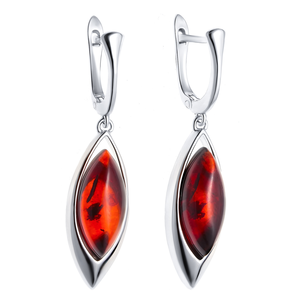 Серебряные серьги с янтарём коньячным Darvin 929041007ab покрыто родием,с английским замком