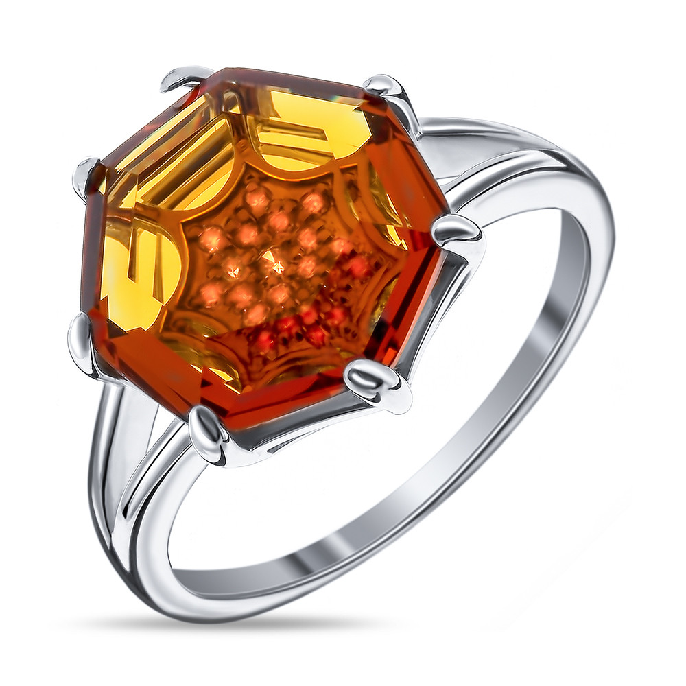 Серебряное кольцо с алпанитом и фианитом Teosa КЛ-24/03273-C-1 покрыто родием