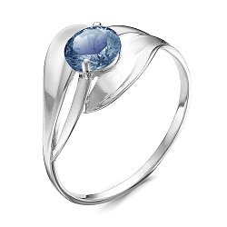 Серебряное кольцо с топазом свисс и фианитом цветным Teosa 121-1220-TS покрыто  родием
