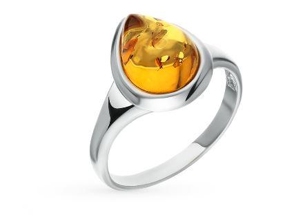 Серебряное кольцо с янтарём коньячным Darvin 920041030aa покрыто  родием