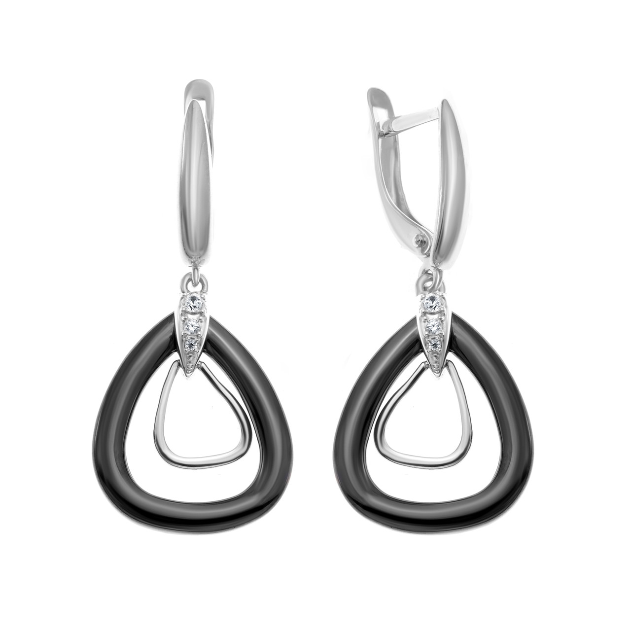 Серьги из серебра с фианитом TEOSA 10219-0045-CRM покрыто родием,с английским замком