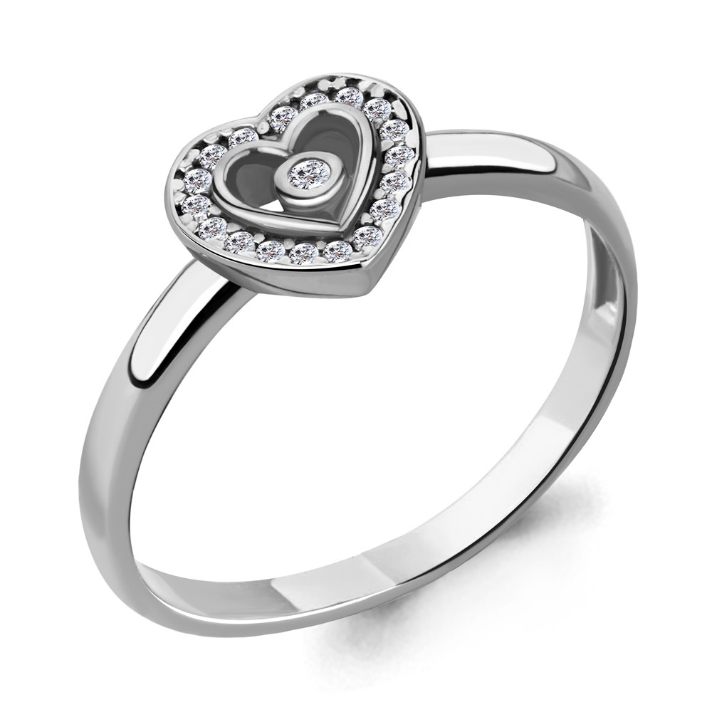 Серебряное кольцо с фианитом AQUAMARINE 68342А.5 покрыто родием - фото 1 - id-p60300142