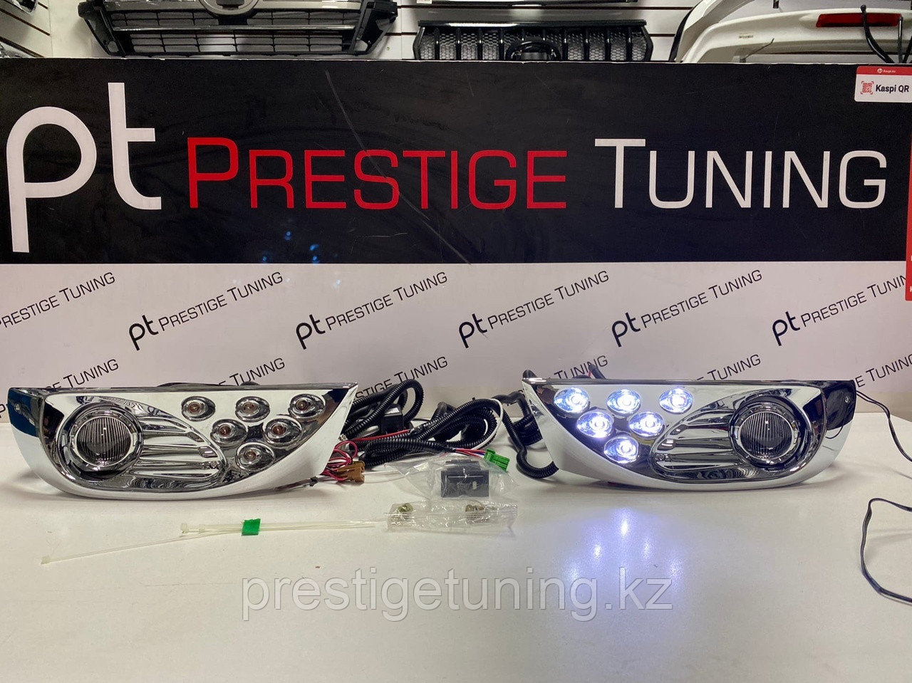 Противотуманные фары с ДХО Хром на Land Cruiser Prado 120 2003-09, фото 1