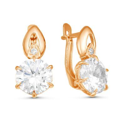 Серьги из серебра с фианитом Красная Пресня 3389567 позолота,с английским замком