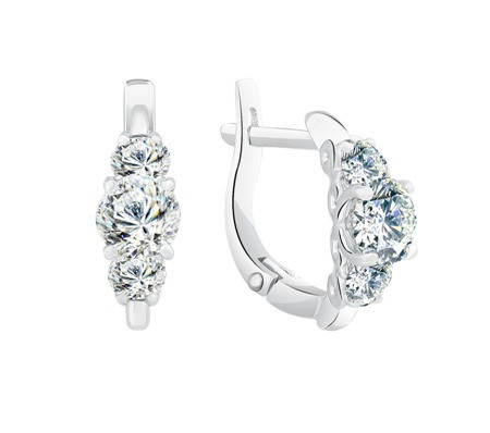 Серьги из серебра с фианитом TEOSA покрыто родием, с английским замком 10230-2252-CZ