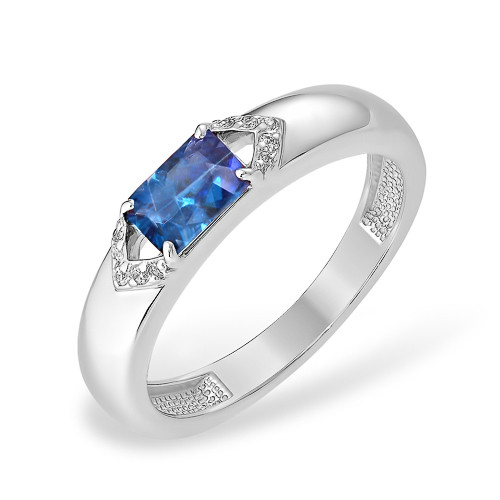 Серебряное кольцо с кристаллом и фианитом Efremov 1015018707-501 покрыто  родием