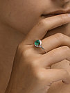Кольцо из серебра с агатом зелёным и фианитом Efremov 1021010388-9 покрыто  родием, фото 5