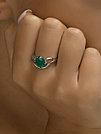 Серебряное кольцо с агатом зелёным Efremov 1020010199-9 покрыто  родием, фото 5