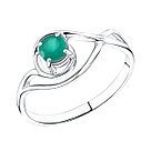 Серебряное кольцо с агатом зелёным TEOSA 10134-2988-AG покрыто  родием, фото 4