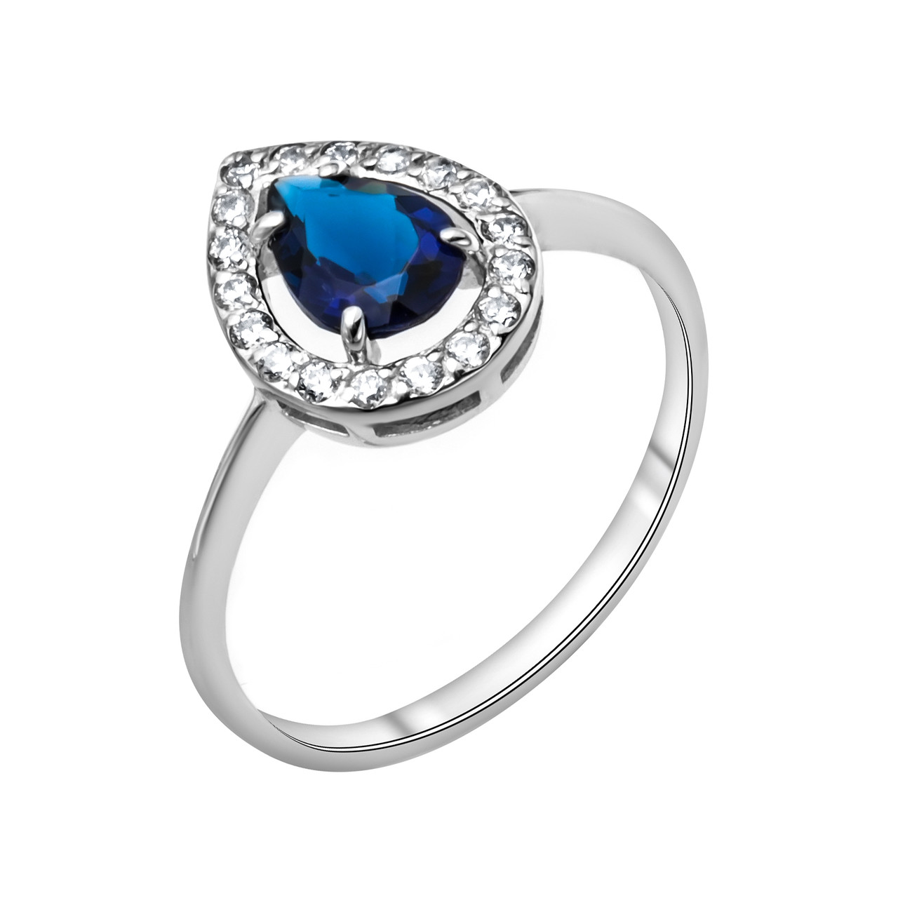 Серебряное кольцо с фианитом синт. TEOSA 100-579-SP покрыто родием