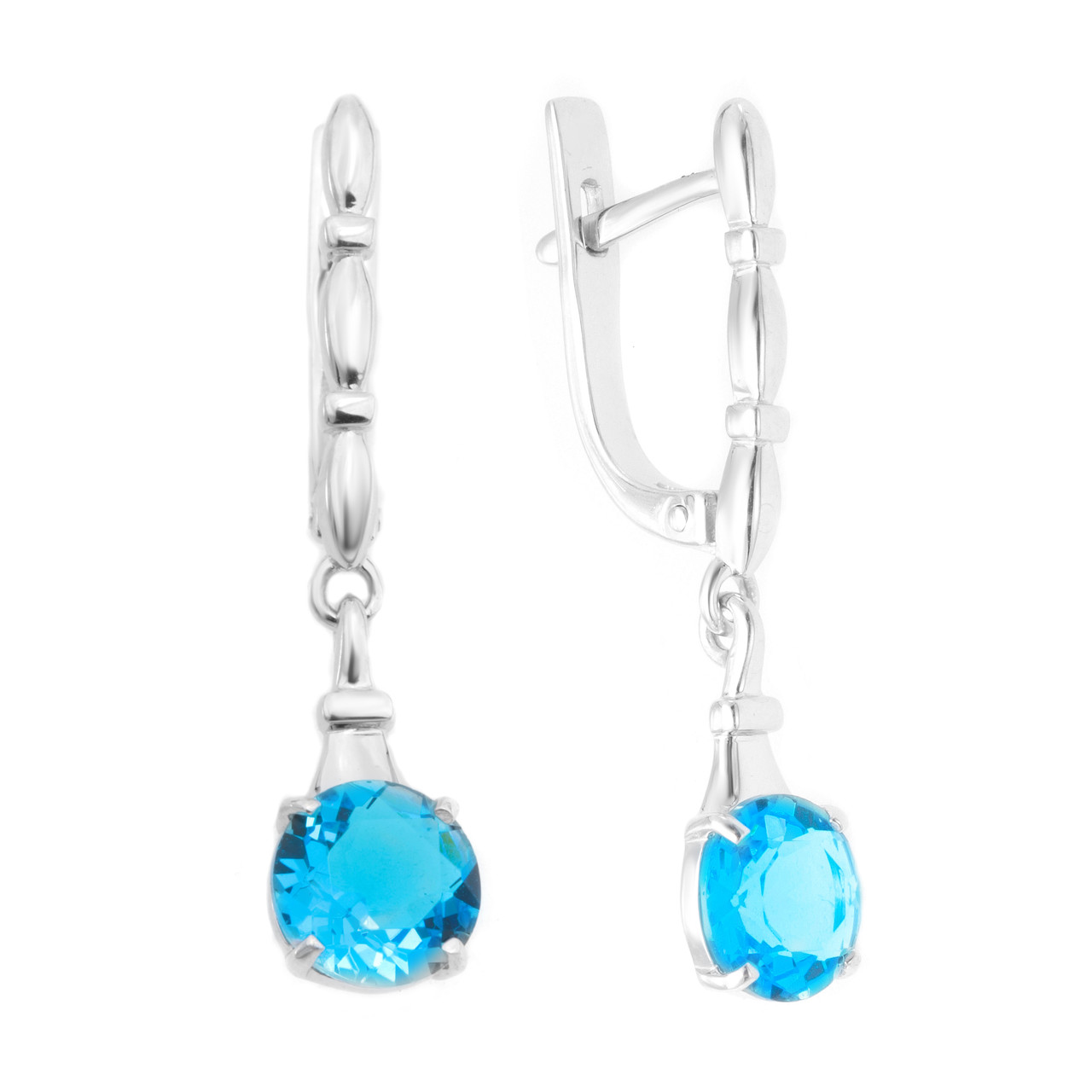 Серебряные серьги с фианитом и фианитом синт. TEOSA 2000-0396-T покрыто родием,с английским замком