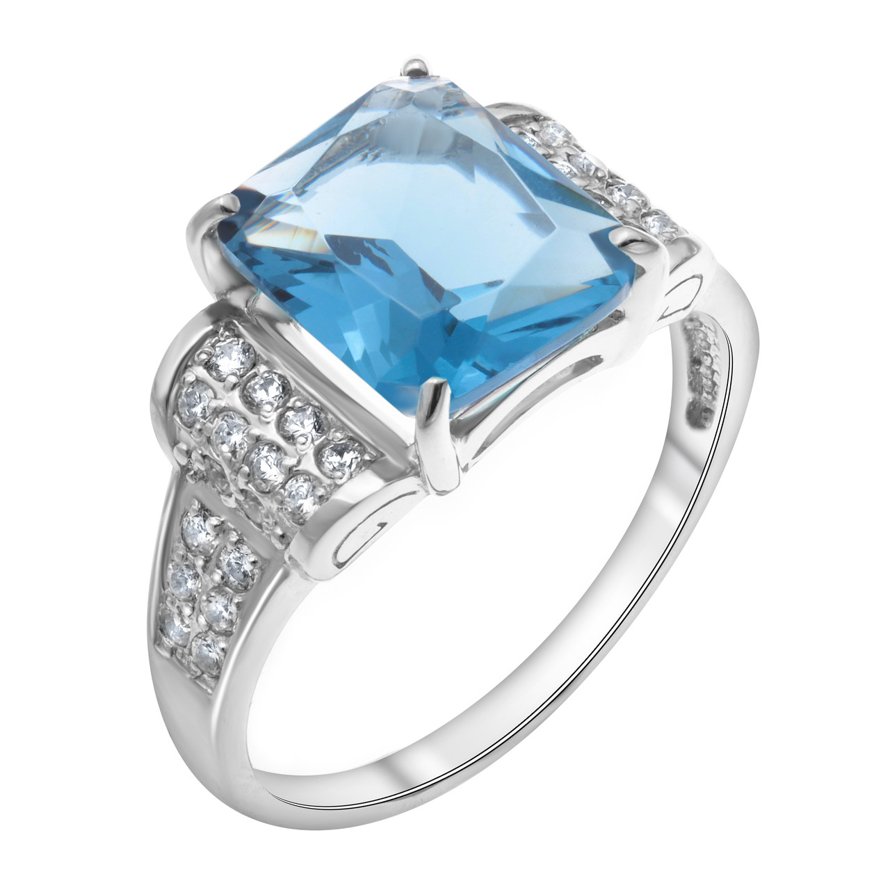 Серебряное кольцо с фианитом синт. TEOSA 100-574-TL покрыто родием