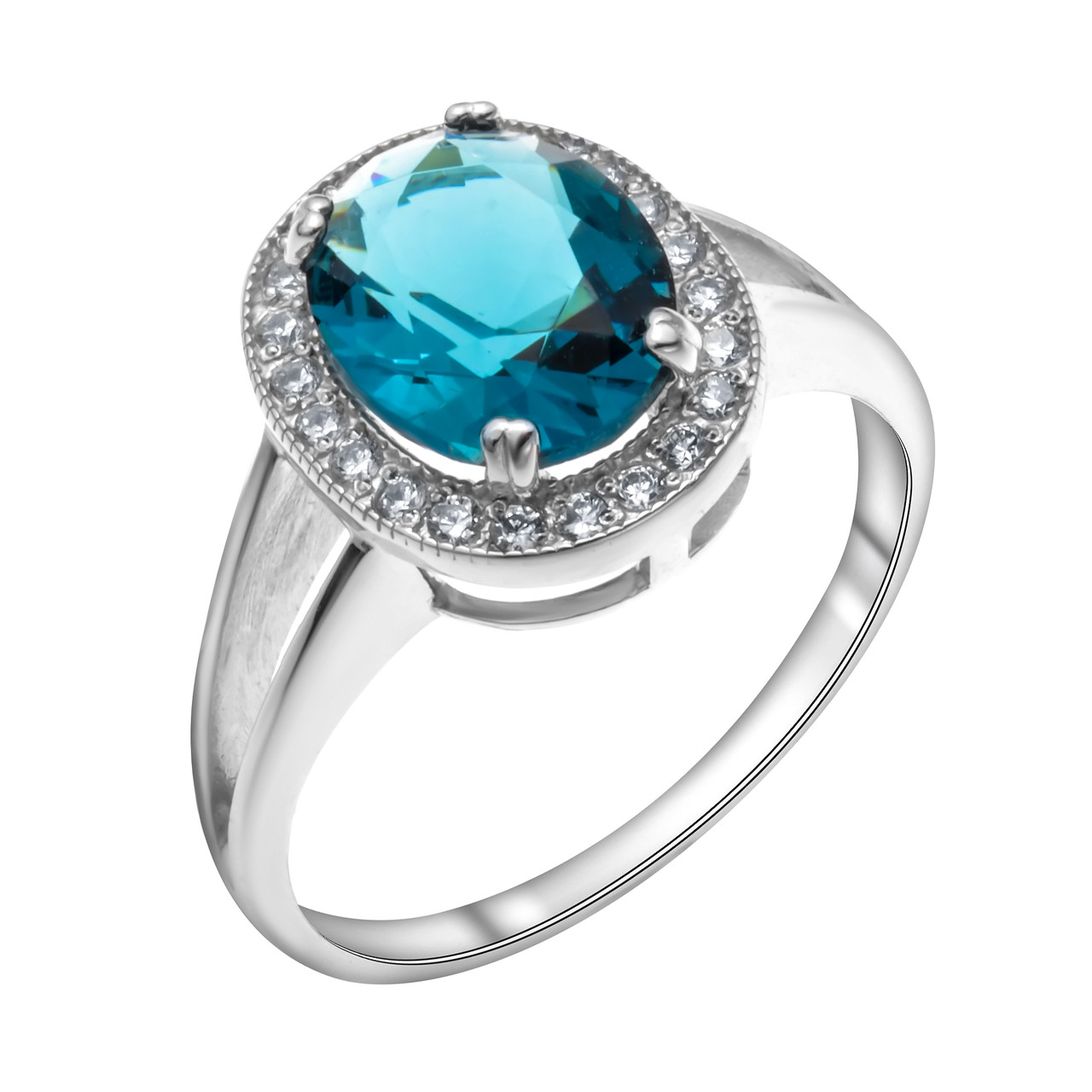 Серебряное кольцо с фианитом синт. и фианитом TEOSA 100-585-TL покрыто родием